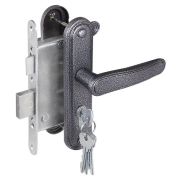 Замок врезной цилиндровый с защёлкой в комплекте с ручкой ЗВ4-3.03 (серебро), 4 кл.