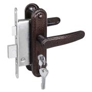 Замок врезной цилиндровый с защёлкой в комплекте с ручкой ЗВ4-3.03 (медь), 4 кл.