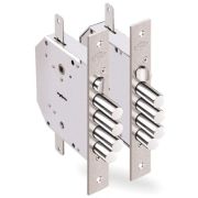 Замок врезной сувальдный с задвижкой и защёлкой Гранит 1.06.42 (левый) с тягами, 5 кл. /24376/