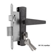 Замок врезной цилиндровый с защёлкой в комплекте с ручкой ЗВ7.01 (серебро), 4 кл.