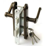 Замок врезной цилиндровый с защёлкой в комплекте с ручкой ЗВ4-3.02 (медь), 4 кл.