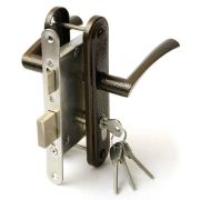 Замок врезной цилиндровый с защёлкой в комплекте с ручкой ЗВ4-3.07 (медь), 4 кл.