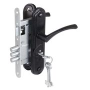 Замок врезной сувальдный с защёлкой в комплекте с ручкой ЗВ9-4-2 (черный), 3кл.