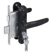 Замок врезной цилиндровый с защёлкой в комплекте с ручкой ЗВ4-3.03 (черный), 4 кл.