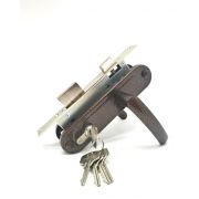 Замок врезной цилиндровый с защёлкой в комплекте с ручкой ЗВ7-70.4-02 (медь), 5 кл.