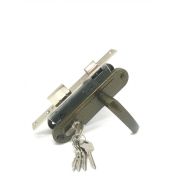 Замок врезной цилиндровый с защёлкой в комплекте с ручкой ЗВ7-70.4-02 (бронза), 5 кл.