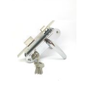 Замок врезной цилиндровый с защёлкой в комплекте с ручкой ЗВ7-70.4-02 (хром), 5 кл.