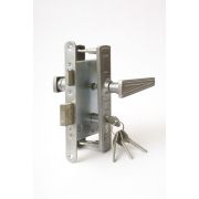 Замок врезной цилиндровый с защёлкой в комплекте с ручкой ЗВ4-3.01 (никель), 4 кл.