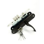 Замок врезной цилиндровый с защёлкой в комплекте с ручкой ЗВ4.009/17 (медь), 4 кл.