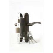 Замок врезной цилиндровый с защёлкой в комплекте с ручкой ЗВ4-3.07 (бронза), 4 кл.