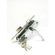 Замок врезной цилиндровый с защёлкой в комплекте с ручкой ЗВ7-70.4 (хром), 5 кл.