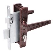 Замок врезной цилиндровый с защёлкой в комплекте с ручкой ЗВ4-3/01 (медь антик), 4 кл.