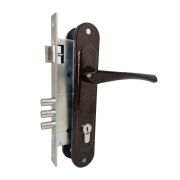 Замок врезной цилиндровый с защёлкой в комплекте с ручкой ЗВ4-85/07 (медь антик), 4 кл.