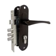 Замок врезной цилиндровый с защёлкой в комплекте с ручкой ЗВ4-60/07 (медь антик), 4 кл.