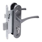 Замок врезной цилиндровый с защёлкой в комплекте с ручкой ЗВ4-3/07 (серебро антик), 4 кл.