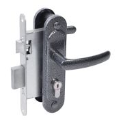 Замок врезной цилиндровый с защёлкой в комплекте с ручкой ЗВ4.2-08 (серебро антик), 4 кл.