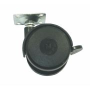 Опора колесная с площадкой, d=50, h=65 с фиксатором, пластмасса черная