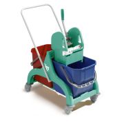 Уборочная тележка TTS Nick 30, с U-образной ручкой и отжимом Tec, зеленая база, двухведерная Артикул: 00006083