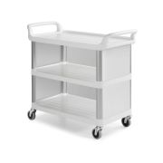 Сервисная тележка TTS Shelf A3700 белого цвета из полипропилена с 3 полками, закрытыми верхними и нижними стенками Артикул: 0F0A3700W