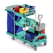 Уборочная тележка TTS GREEN 450, с основой RILSAN, 2*15 л ведра, 4*6 л ведра, отжимом Тес, колеса 100 mm Артикул: 0R003450