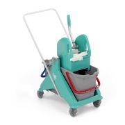 Уборочная тележка TTS NICKITA двухведёрная (25+25 Л) с отжимом TEC и U-образной ручкой, зелёная база Артикул: 00006061VE