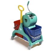 Уборочная тележка TTS Nick 30, с боковой ручкой и отжимом Dry, зеленая база, двухведерная Артикул: 00066183