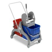 Уборочная тележка TTS Nick 30, с U-образной окрашеной ручкой и отжимом Tec, серая база, двухведерная Артикул: 00006081