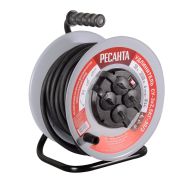 Удлинитель силовой на металлической катушке Ресанта СУ-3х2,5КГ-30/3 (с выкл., 4 розетки, IP44)