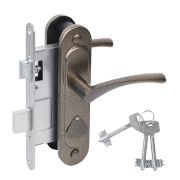 Замок врезной сувальдный с защёлкой в комплекте с ручкой ЗВ9.2-07 (бронза), 3 кл.