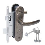 Замок врезной сувальдный с защёлкой в комплекте с ручкой ЗВ9.2-08 (бронза), 3 кл.