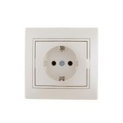 Розетка 1-м СП Mira 16А IP20 с заземл. со вставкой керамика жемчуж./бел. перламутр. LEZARD 701-3030-122