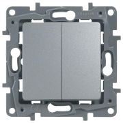Переключатель 2-кл. СП Etika Plus 10А IP20 250В 10AX безвинтов. зажимы механизм алюм. IEK 672412