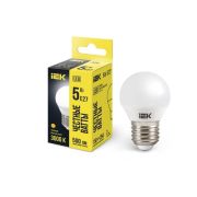 Лампа светодиодная G45 5Вт шар 3000К тепл. бел. E27 450лм 230-240В IEK LLE-G45-5-230-30-E27